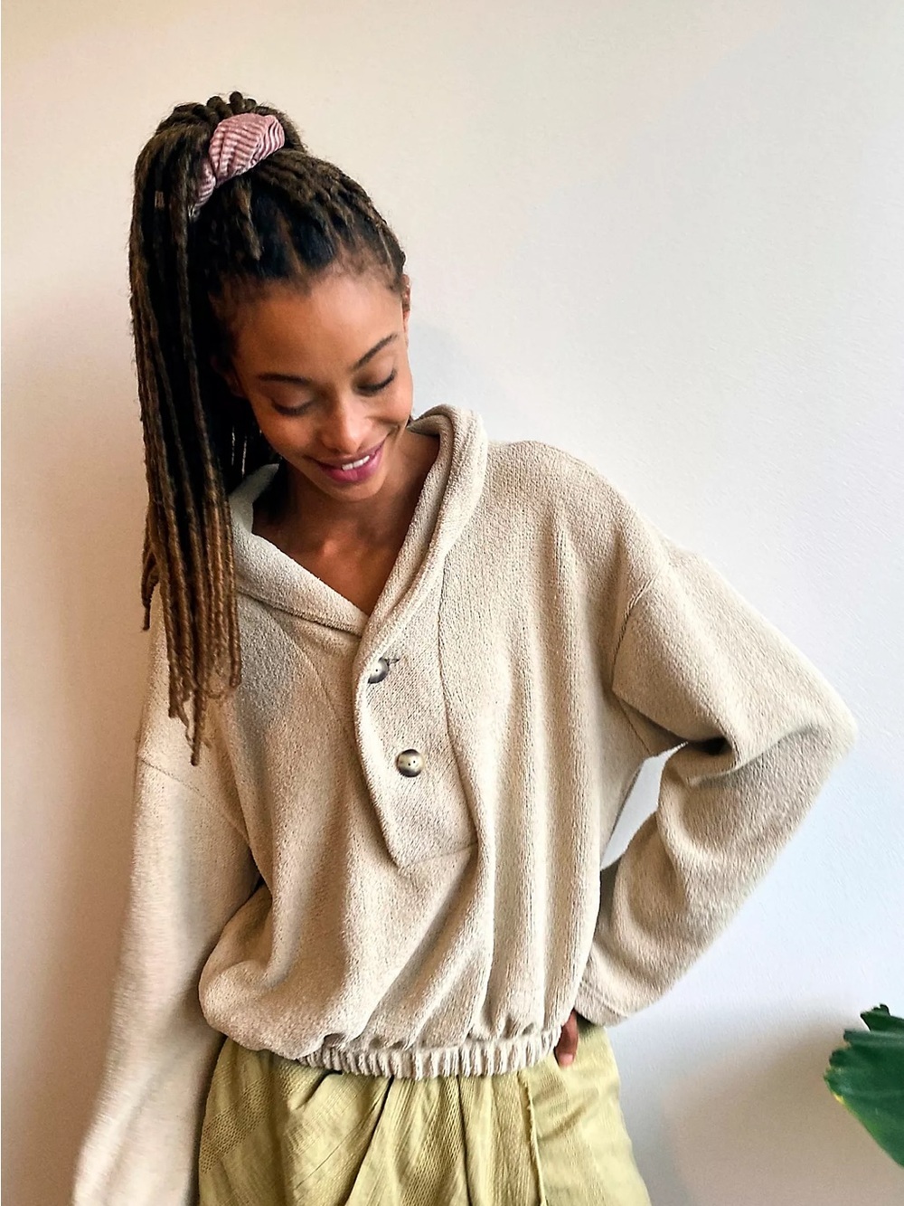 NWT Free People Beach Bino Pullover Beige Harvest Moon